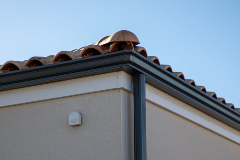 House gutters modern rain grey modern aluminum gutter waterproofing home corner roof facade